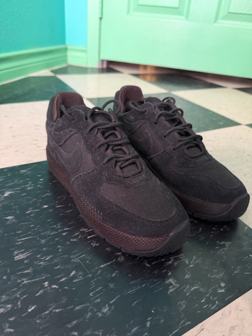 Nike Black Women's Suede & Mesh Sneakers